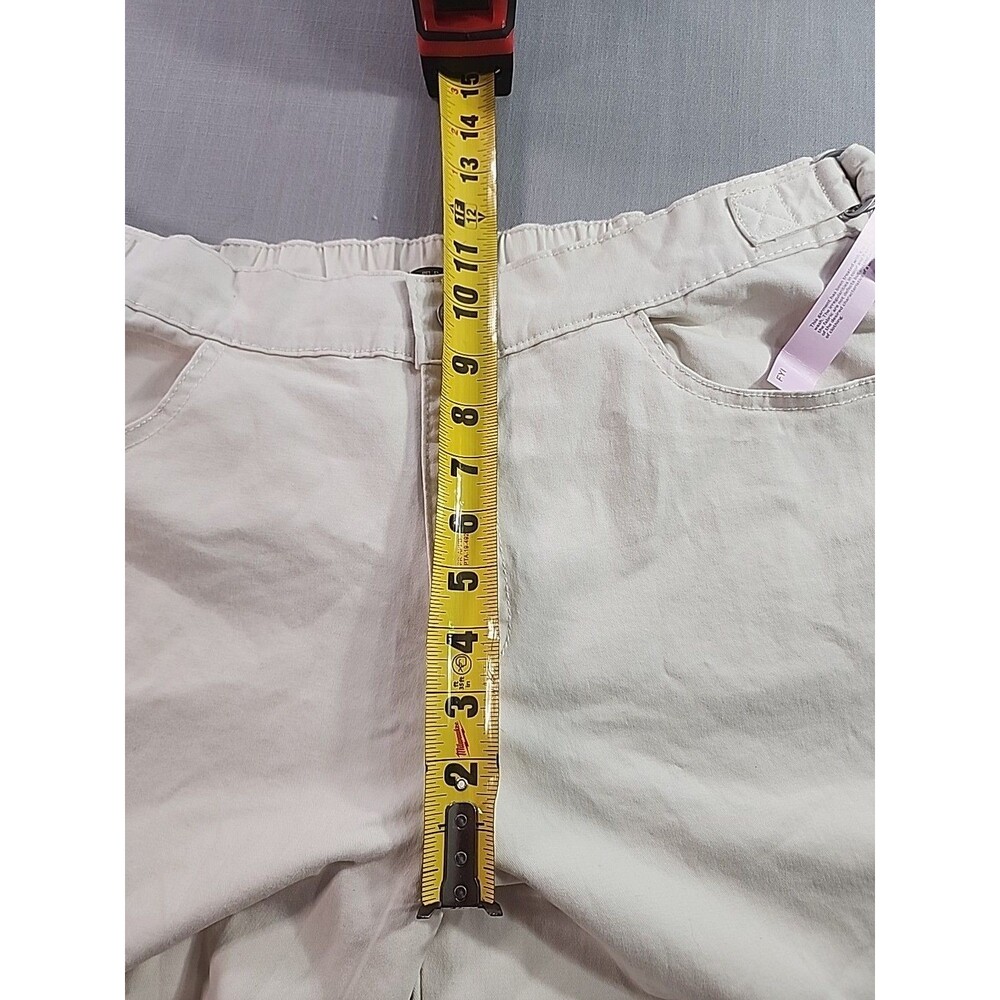 Women’s Ivory Cargo Pants Elastic Waist Utility Casual Trousers Size L - Picture 8 of 9